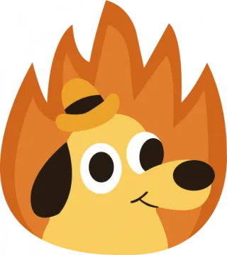 a cartoon dog with a fire in its mouth