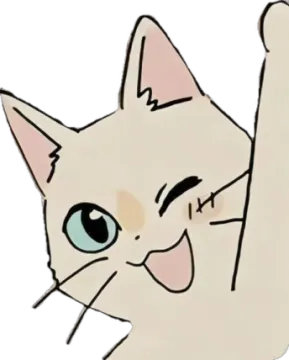a drawing of a white cat with blue eyes