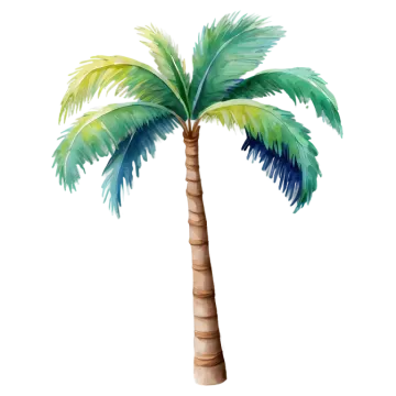 a watercolor painting of a palm tree