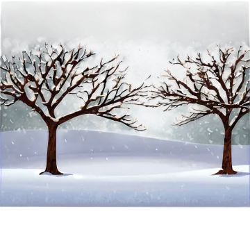 two trees in the snow