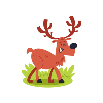 a cartoon deer standing in the grass
