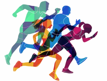 the silhouettes of runners in different colors