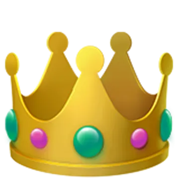 a gold crown with colorful balls on it