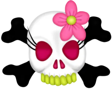 a skull with a flower in its mouth