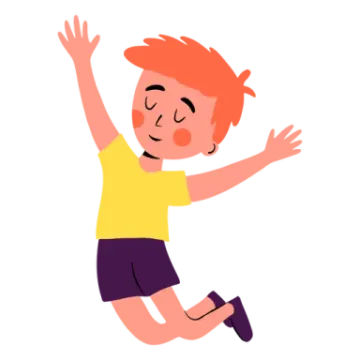 a boy jumping in the air