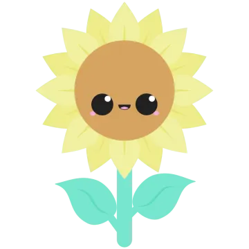 a yellow sunflower with black eyes and green leaves