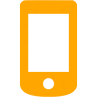 an orange phone with a white screen