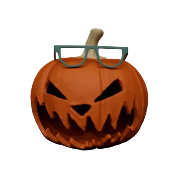 an orange pumpkin with a pair of glasses