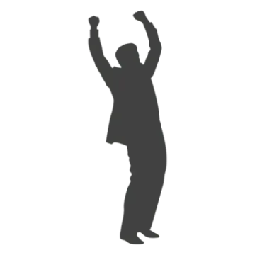 a silhouette of a man with his arms in the air