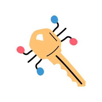 an icon of a key with circles around it