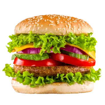 a hamburger on a white background