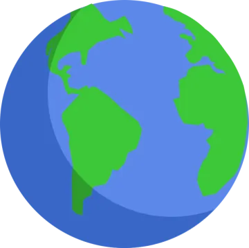 a blue and green globe on a white background