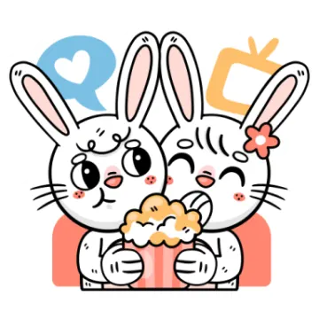 two cute rabbits holding a heart