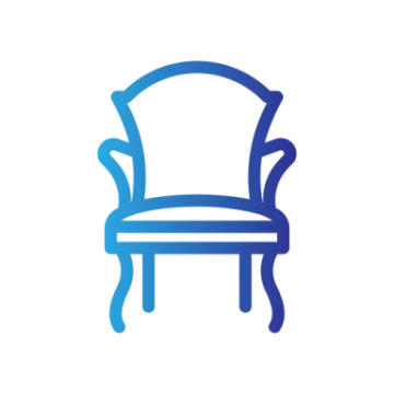 a blue chair on a white background
