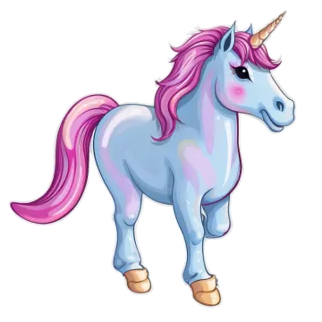 a cartoon unicorn standing on its hinds
