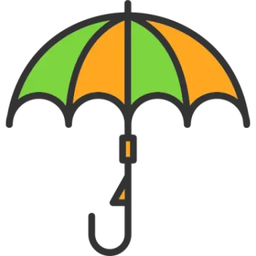a green and orange umbrella