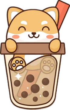 a brown and white cat in a cup with chocolate