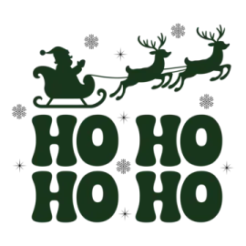 a silhouette of santa and reindeers with the words ho hoo