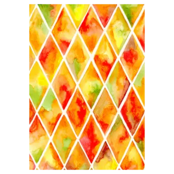 a watercolor painting of an orange and yellow diamond pattern