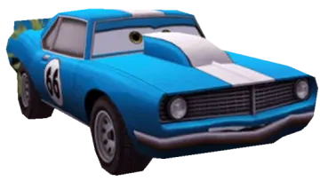 a blue car with a white stripe on it