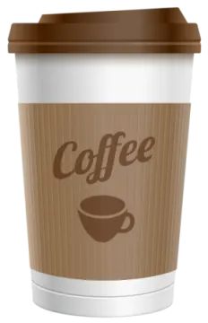a coffee cup with the word coffee on it
