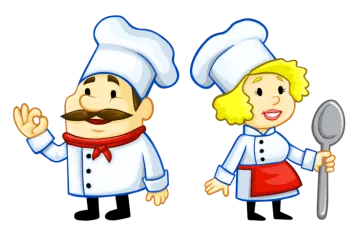 two chefs with a spoon and spat