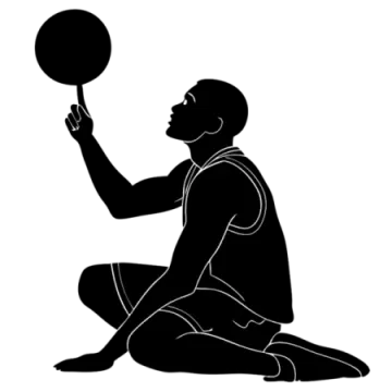 a silhouette of a man with a basketball ball