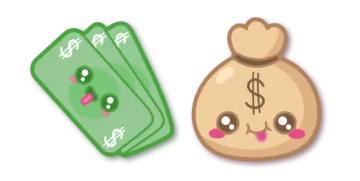 a bag of money and a green bag with a dollar sign