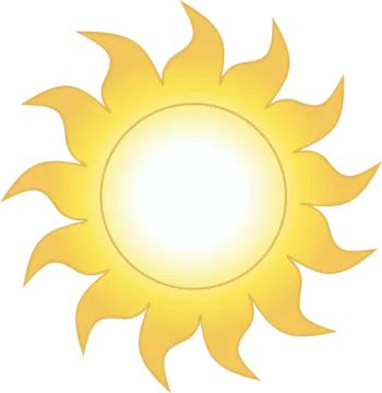 a yellow sun on a white background