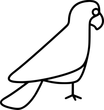 a black and white drawing of a bird