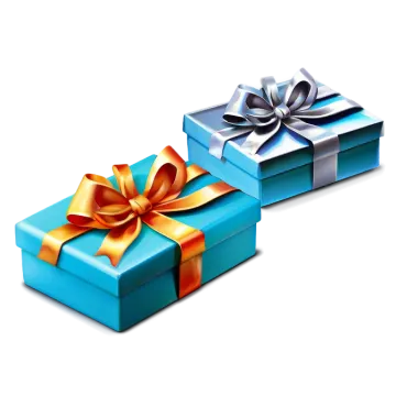 two blue gift boxes with bows and ribbons