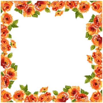 a square frame with orange flowers and leaves
