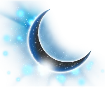 a crescent with stars in the background