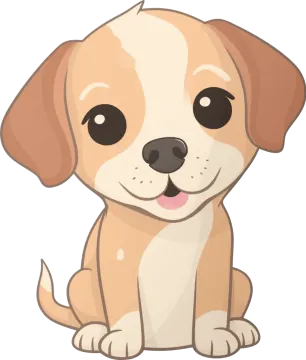 a cartoon dog with big eyes