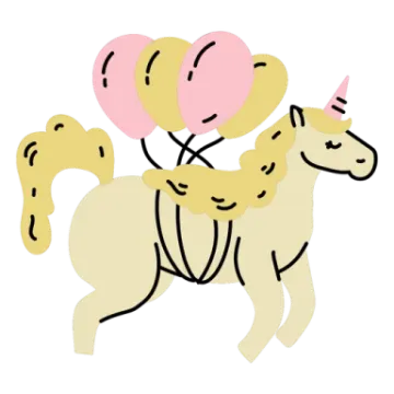a horse with balloons on its back