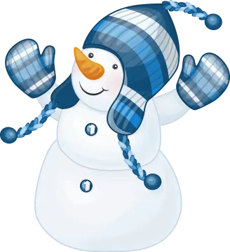 a snowman wearing a hat and mits