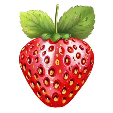 a red strawberry with green leaves on it