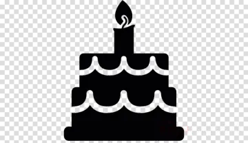 a black and white birthday cake icon