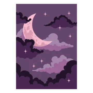 a night sky with clouds, stars and the moon