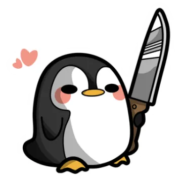 a penguin with a knife in its hand