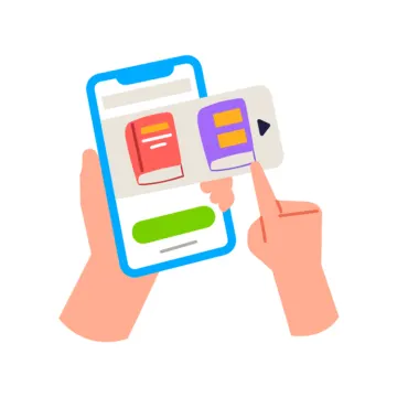 a hand holding a phone with an app on it
