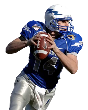 a football player is about to throw the ball
