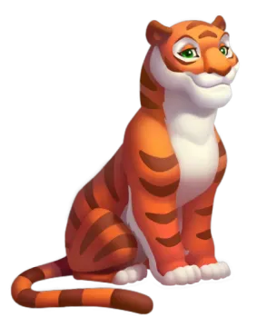 a cartoon tiger sitting on the ground