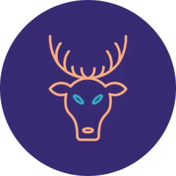 a deer's head in a circle