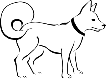 a black and white drawing of a dog
