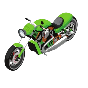 a green motorcycle on a white background