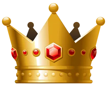 a gold crown with red jewels on it