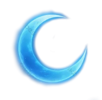 a blue crescent with the moon in the middle