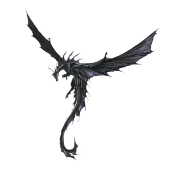 a black dragon flying in the air