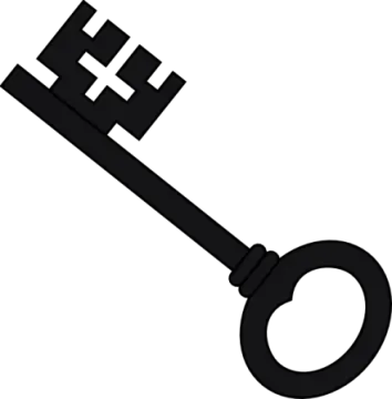 a black and white image of a key
